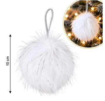 DEK/ZAWIESZKA PLUSZOWA USZTY. POMPON śr.9cm *BR*