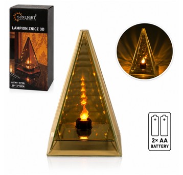 ELE/LAMPION ZNICZ 3D SZKŁO PIRAMIDA 20cm. (12)