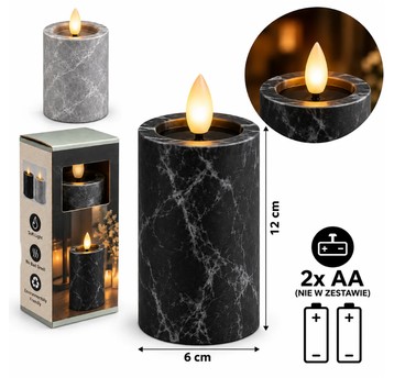 ELE/ŚWIECA LED BATERIE 2xAA/LR6 KAMIEŃ 12cm (120)