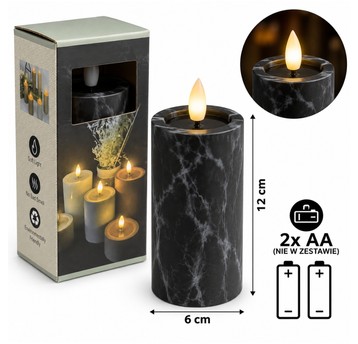 ELE/ŚWIECA LED BATERIE 2xAA/LR6 KAMIEŃ 12cm (120)