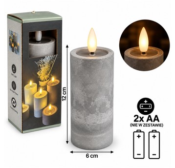 ELE/ŚWIECA LED BATERIE 2xAA/LR6 KAMIEŃ 12cm (120)