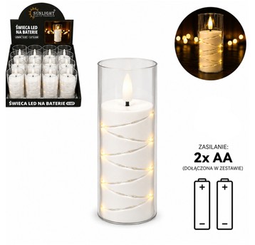 ELE/ŚWIECA LED BIAŁA DRUCIK 12,5cm BATERIE(12/192)
