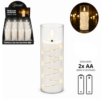 ELE/ŚWIECA LED BIAŁA DRUCIK 15cm BATERIE (12/144)