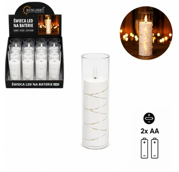 ELE/ŚWIECA LED BIAŁA DRUCIK 17,5cm BATERIE(12/108)