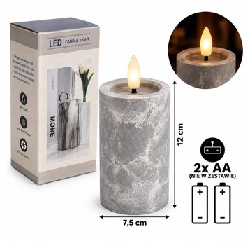 ELE/ŚWIECA LED na BATERIE 2xAA/LR6 KAMIEŃ 12cm(96)