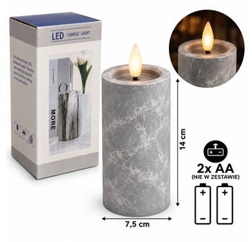 ELE/ŚWIECA LED na BATERIE 2xAA/LR6 KAMIEŃ 14cm(72)