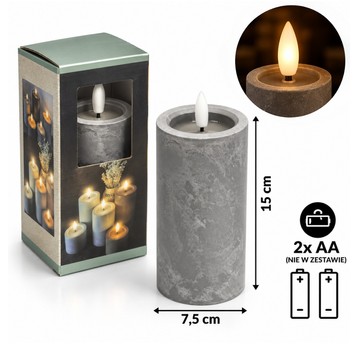 ELE/ŚWIECA LED na BATERIE 2xAA/LR6 KAMIEŃ 15cm(60)