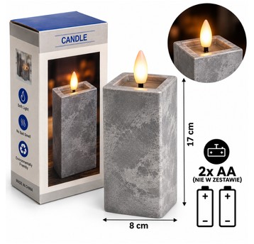 ELE/ŚWIECA LED na BATERIE 2xAA/LR6 KAMIEŃ 17cm(60)