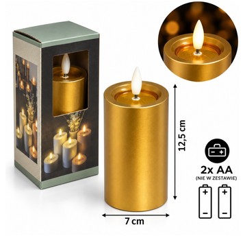 ELE/ŚWIECA LED na BATERIE 2xAA/LR6 ZŁOTA 12,5(120)