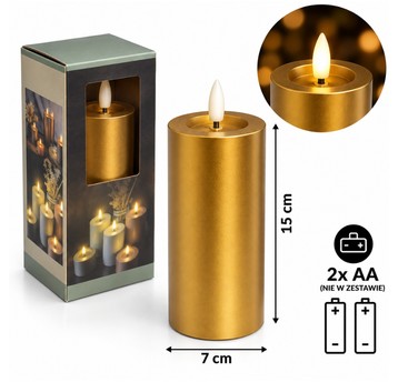 ELE/ŚWIECA LED na BATERIE 2xAA/LR6 ZŁOTA 15 (80)
