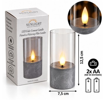 ELE/ŚWIECA LED na BATERIE 3xAAA KAMIEŃ 12,5cm (72)