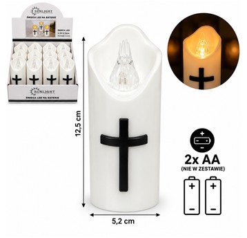 ELE/ŚWIECA LED NA BATERIE LR6 KRZYŻ12,5 (12/192)