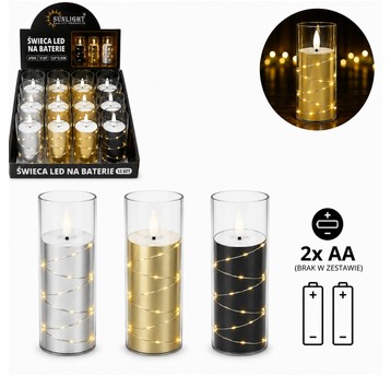 ELE/ŚWIECZKA LED BATERIE 12,5cm LAKIER/DR (12/192)