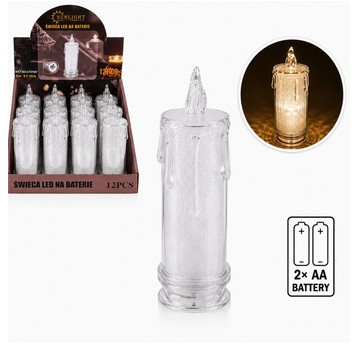 ELE/ŚWIECZKA LED BATERIE 18cm BROKAT B.Z (12/144)