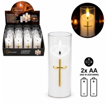 ELE/ŚWIECZKA LED BIAŁA KRZYŻ 15cm. BATERIE (12)