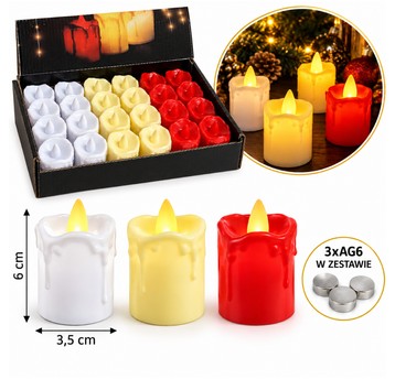 ELE/ŚWIECZKA LED NA BATERIE 3 KOLORY 6cm (24/960)