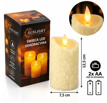 ELE/ŚWIECZKA LED NA BATERIE 3xLR3 7,5x12,5cm (120)