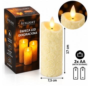 ELE/ŚWIECZKA LED NA BATERIE 3xLR3 7,5x17cm (120)