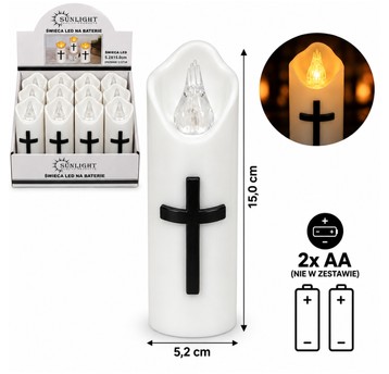 ELE/ŚWIECZKA LED NA BATERIE LR6 KRZYŻ 15 (12/192)