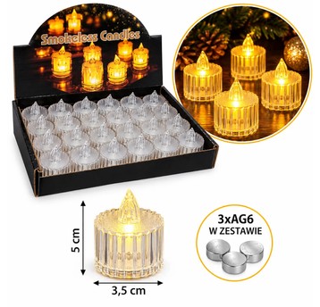 ELE/ŚWIECZKA LED NA BATERIE TRANSP. 5cm (24/960)