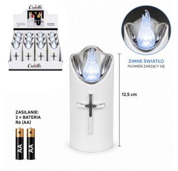 ELE/ZNICZ LED BIAŁY KRZYŻ 12,5cm. BATERIE (12)