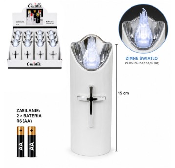 ELE/ZNICZ LED BIAŁY KRZYŻ 15cm. BATERIE (12)