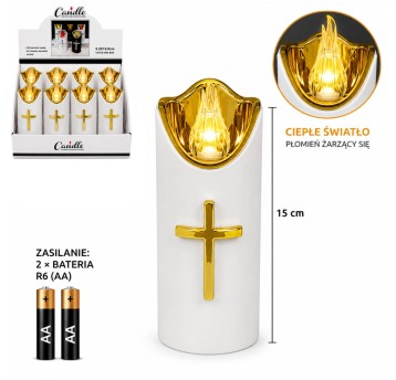 ELE/ZNICZ LED BIAŁY KRZYŻ 15cm. BATERIE (12)