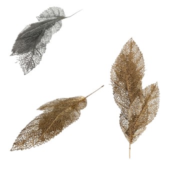 KWI/GAŁĄZKA OZDOBNA LIŚCIE ZŁTO/SREBRO 105(60/240)