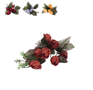 KWI/KWIATY BUKIET RÓŻA Gał.7, dł.33cm. (300)