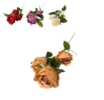 KWI/KWIATY GAŁĄZKA 3 KWIATY RÓŻA dł.70cm (250)