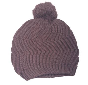 ODZ/CZAPKA ZIMOWA DAMSKA Z POMPONEM BRĄZ CIEM (10)