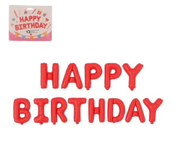 ZAB/BALON NAPIS "HAPPY BIRTHDAY" CZERWONY (1/500)
